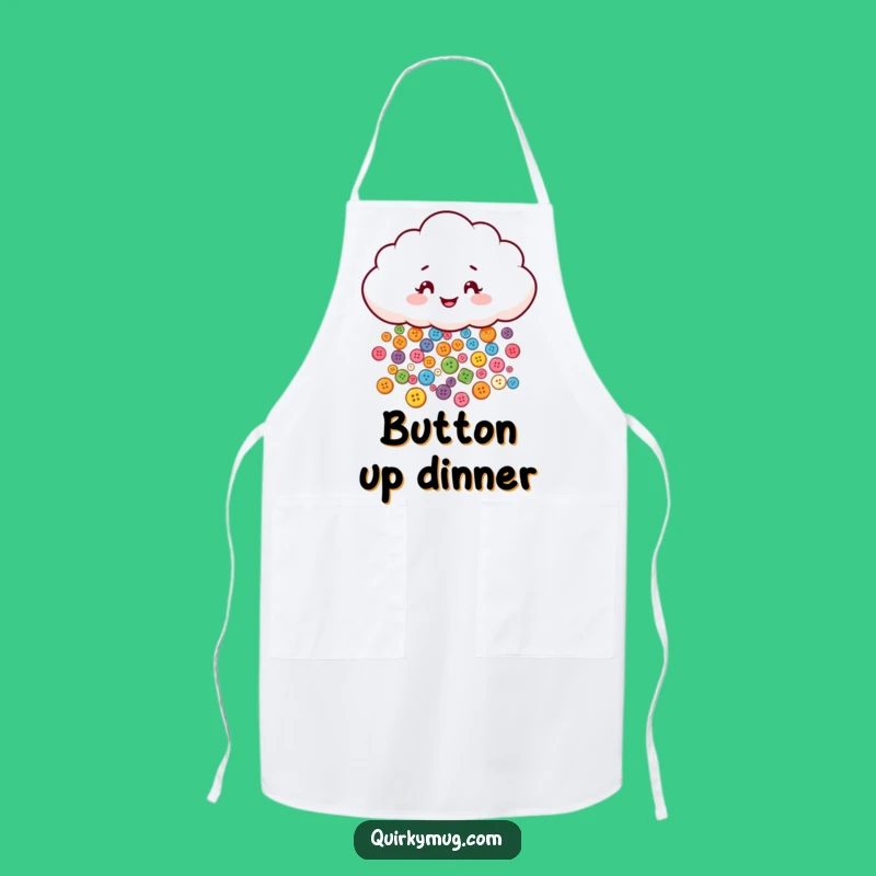 Funny Button Cloud Apron - Kitchen Mischievous Character Raining Colorful Buttons, Chef Gift