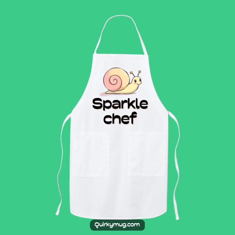 Funny Glitter Snail Apron: Sparkle in the Kitchen with this Joyful Character Design