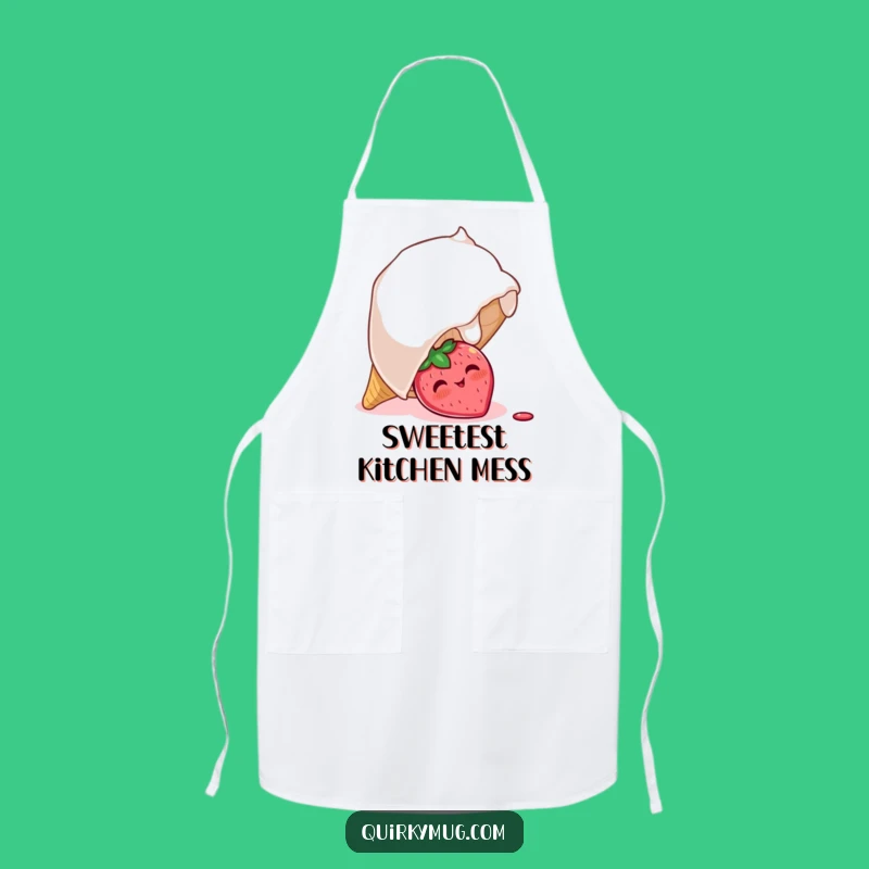 Funny Strawberry Ice Cream Apron: Sweet Kitchen Wear for Hilarious Bakers