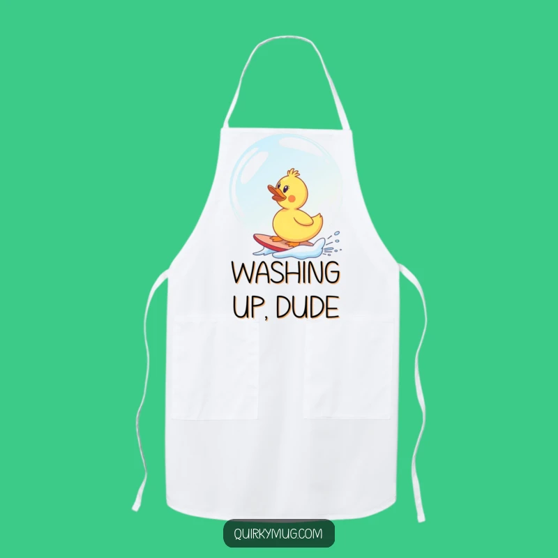 Funny Rubber Duck Bubble Surf Apron - Hilarious Kitchen Gift for Cooks