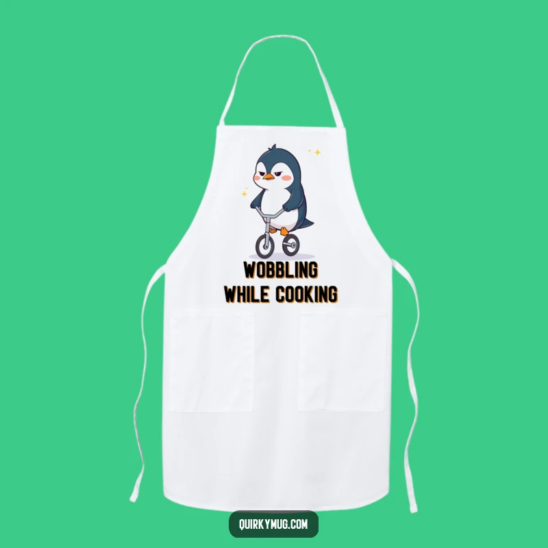 Funny Penguin Unicycle Apron: Kitchen Determination, Gift for Persistent Cooks