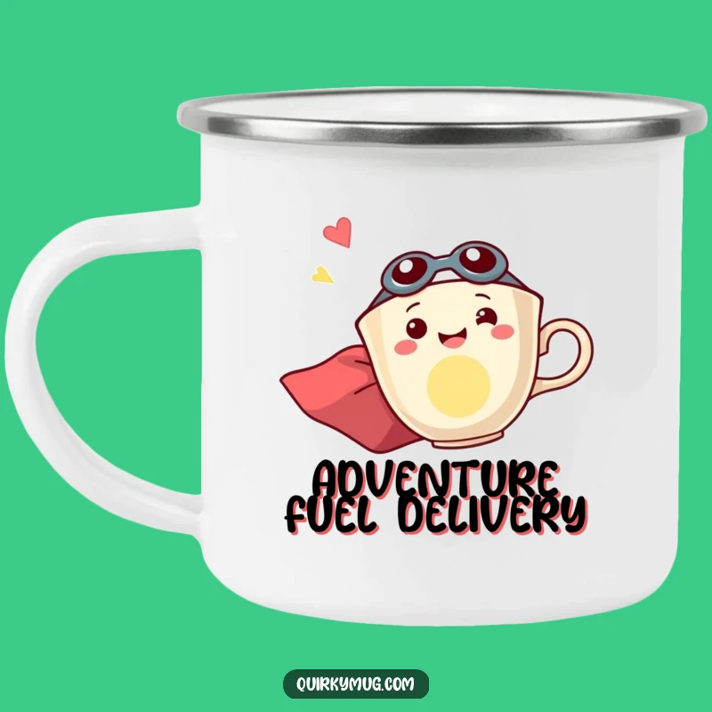 Funny Flying Teacup Hero Camping Mug - Adventure Fuel for the Trail