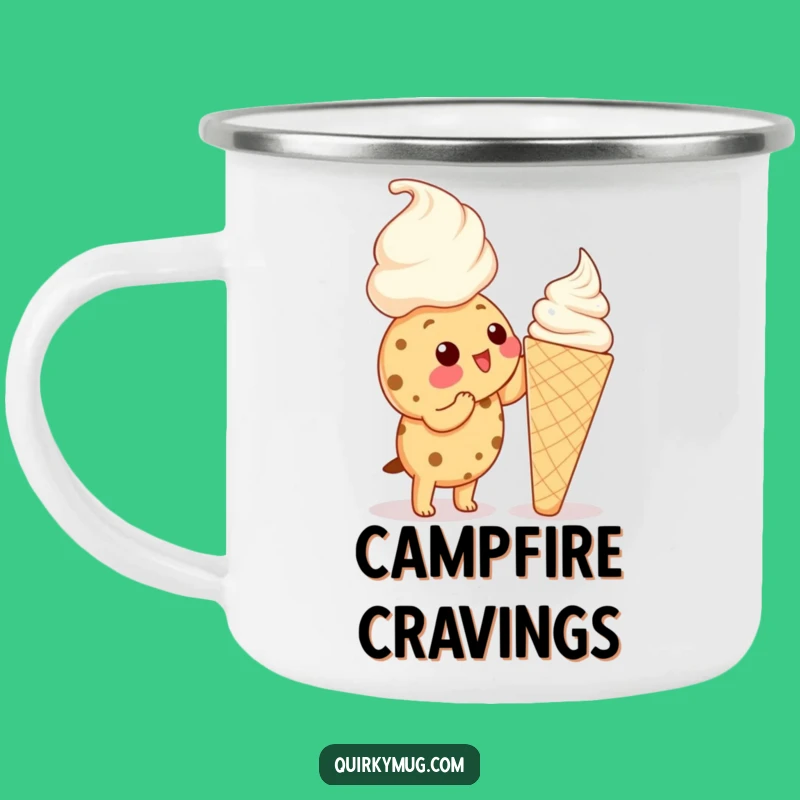 Funny Kawaii Cookie Ice Cream Camping Mug - Outdoor Dessert Humor