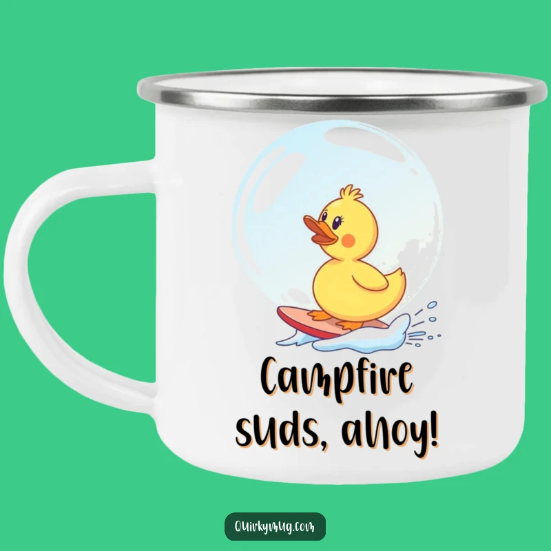 Funny Rubber Duck Bubble Surf Camping Mug - Hilarious Outdoor Gift