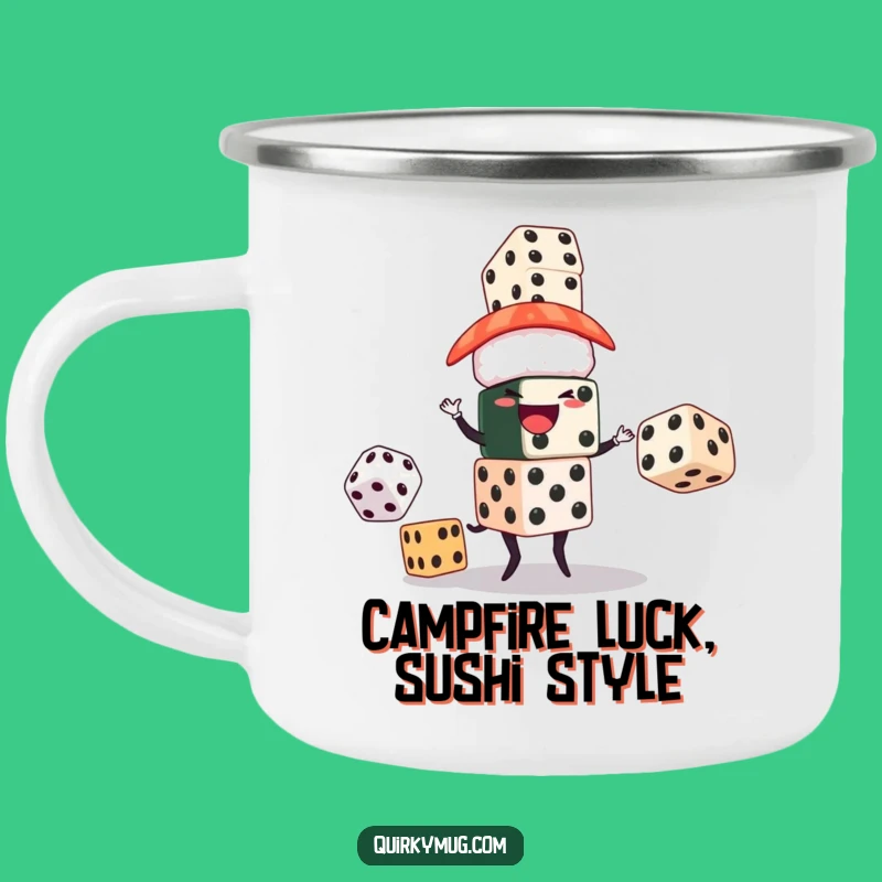 Funny Sushi Juggler Camping Mug: Sip Luck Outdoors with this Hilarious Mug!