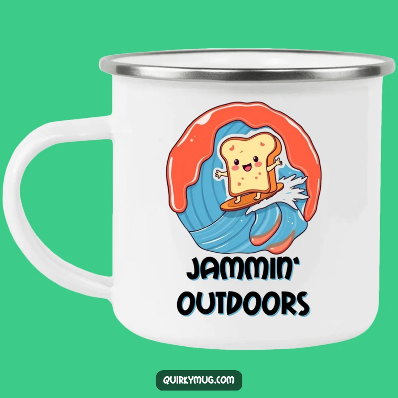 Funny Toast Surfer Camping Mug: Jam Wave Adventure, Great Outdoor Gift!