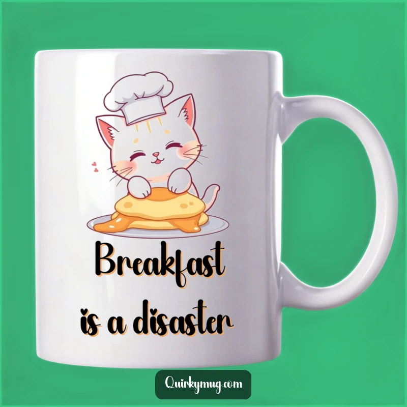 Funny Cat Chef Mug - Pancake Mishap Coffee Cup Gift