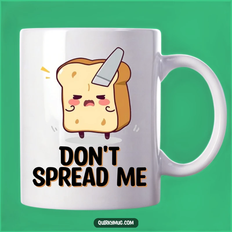 Funny Toast Escape Mug - Flustered Character Fleeing Butter Knife, Perfect Gift
