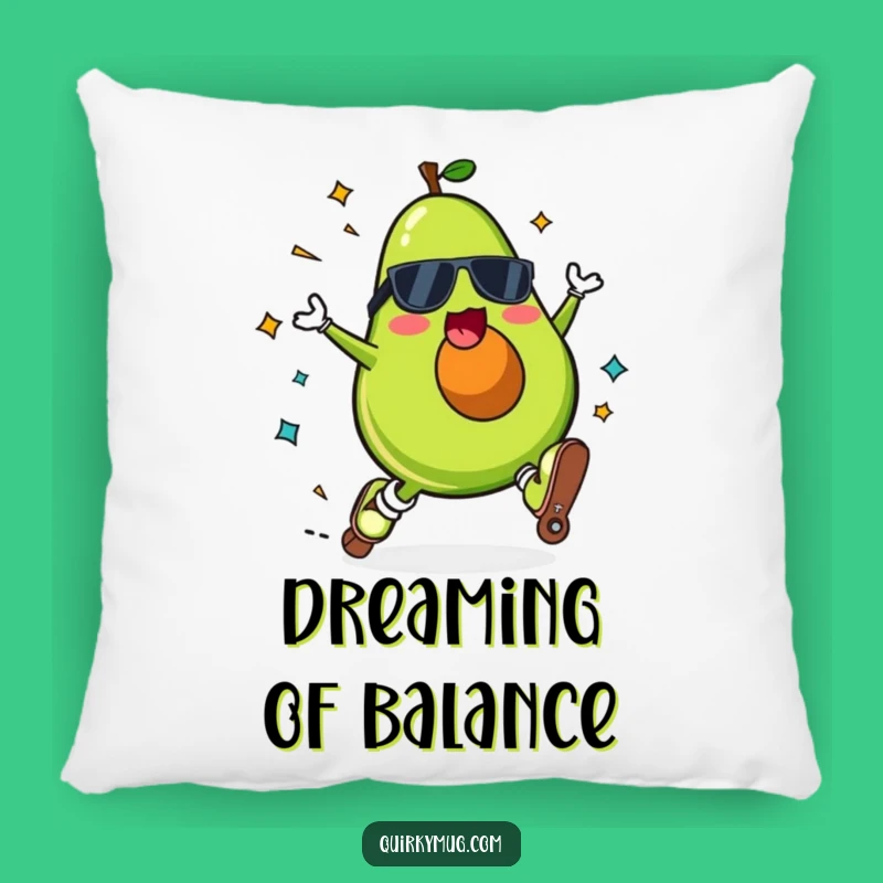 Funny Kawaii Avocado Roller Skate Fall Pillow - Comfy Hilarious Gift