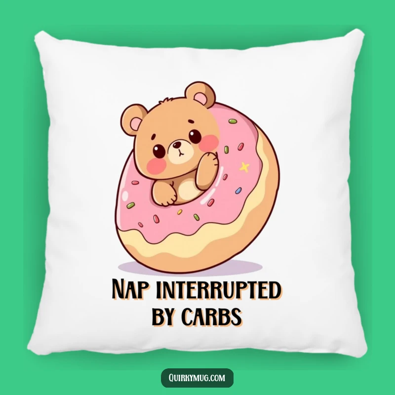 Funny Bear Donut Trip Pillow: Cozy Up with Hilarious Cartoon Character Comfort