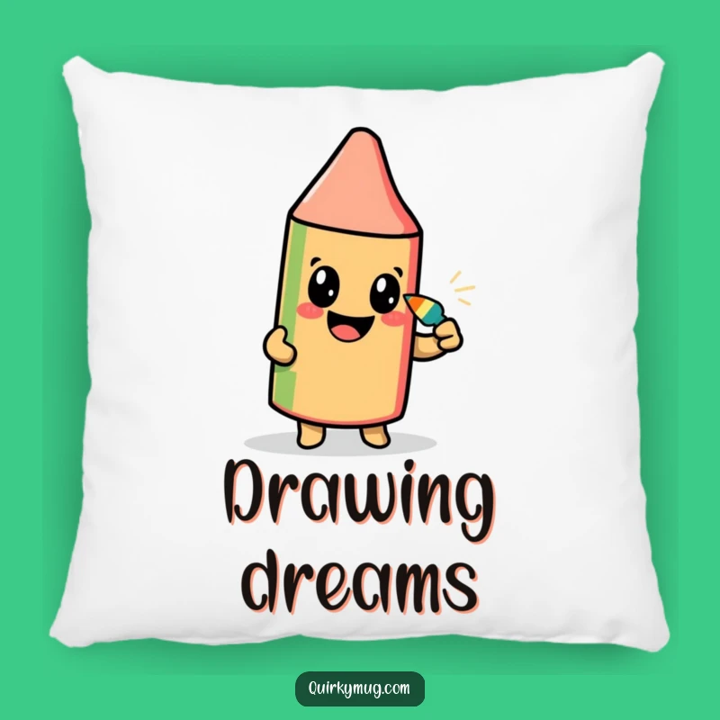 Funny Crayon Self-Portrait Pillow - Cozy Ambitious Character Drawing with Own Tip, Home Decor