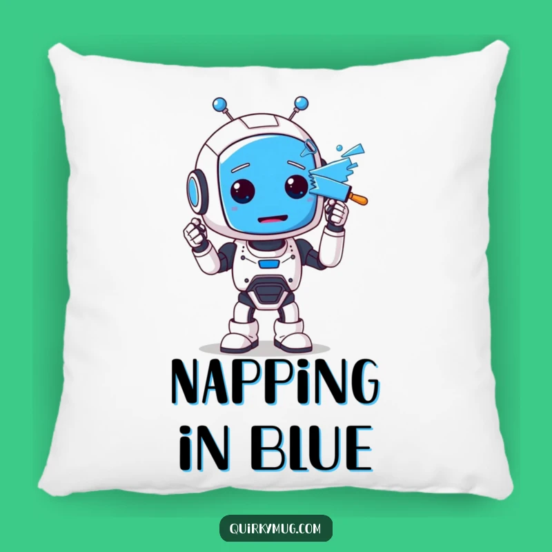 Funny Robot Pillow: Cozy Blue Face Cushion, Perfect Gift!