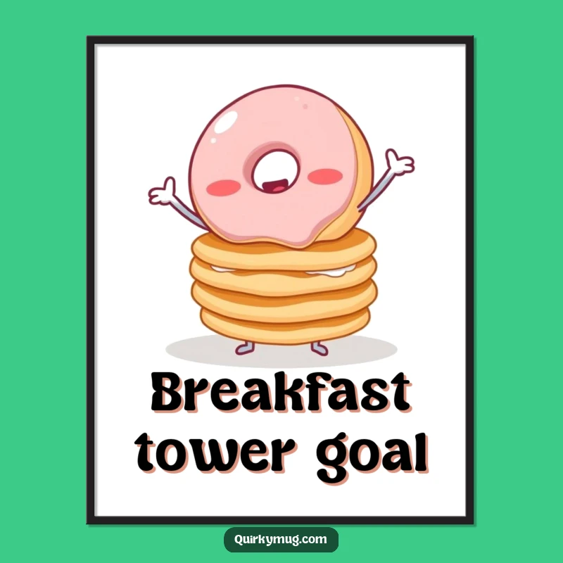 Funny Donut Pancake Digital Print - Wobbly Balance Art Gift