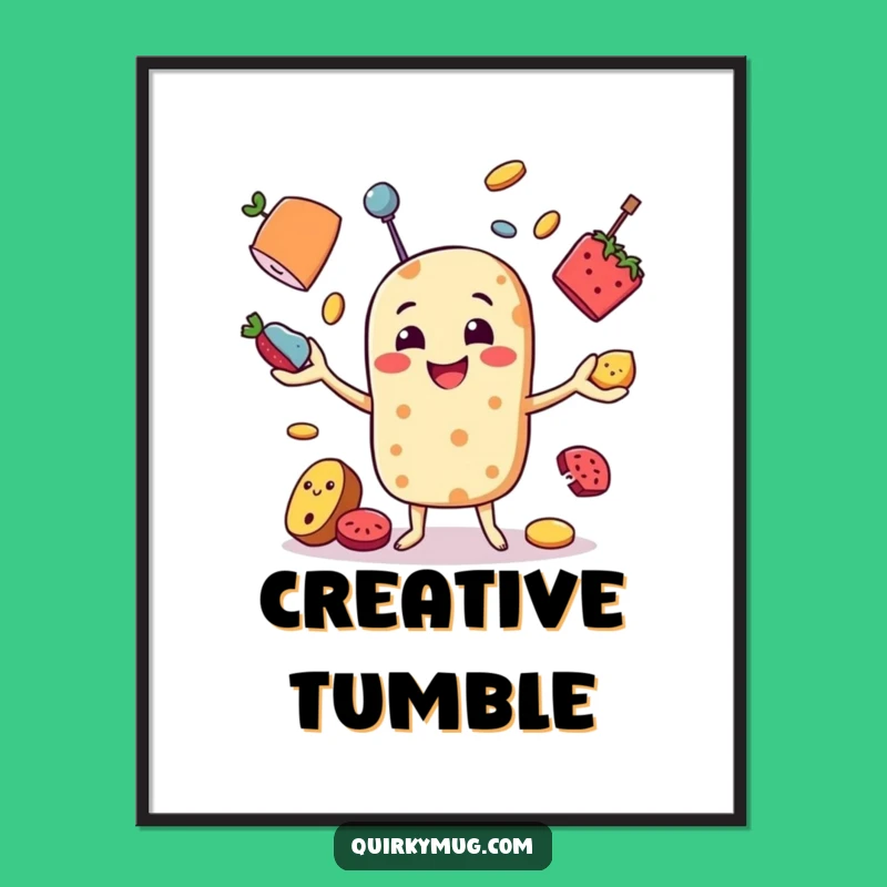 Funny Food Juggler Digital Art: Hilarious Printable Decor for Instant Joyful Ambiance