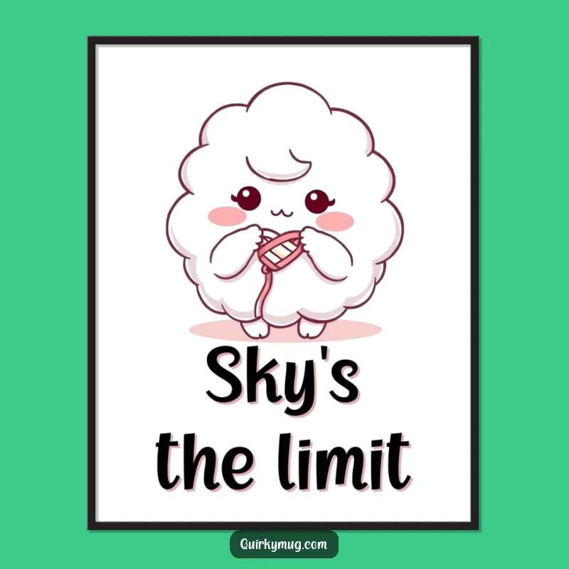 Funny Cloud Knitting Digital Art: Print Whimsical Humor for Instant Wall Decor