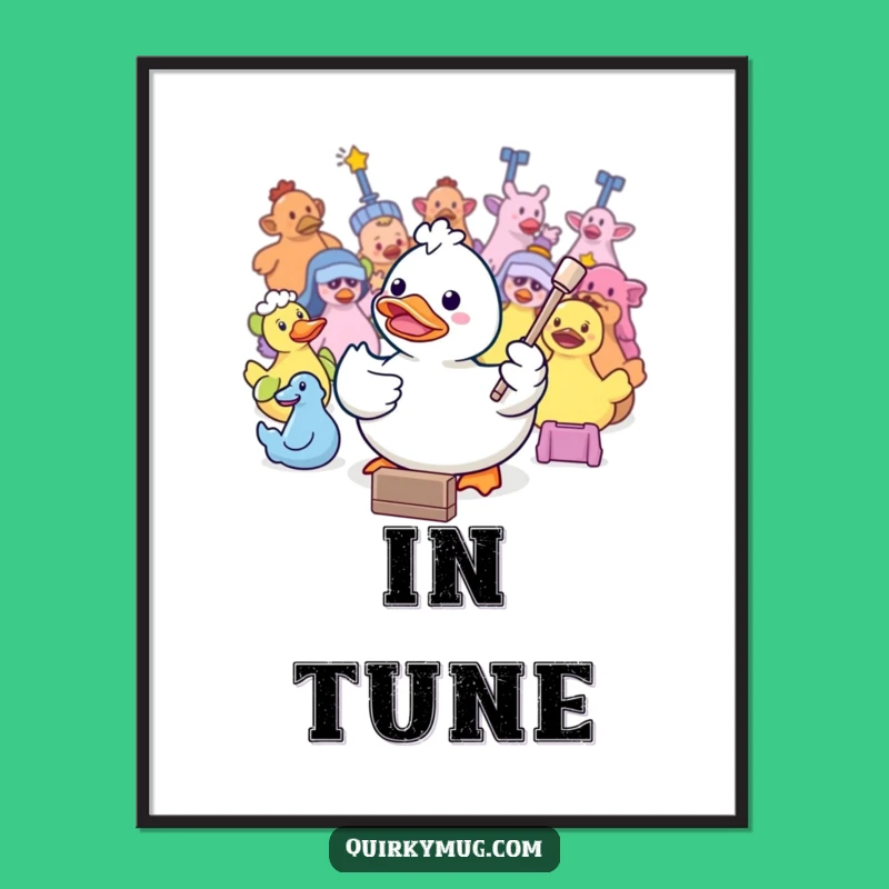 Funny Kawaii Duck Conductor Digital Art: A Hilarious Gift for Instant Bathtime Decor