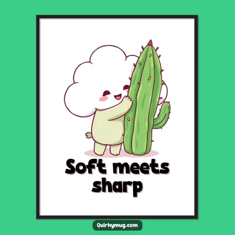 Funny Cloud Cactus Hug Digital Art - Instant Sweet Decor & Hilarious Gift