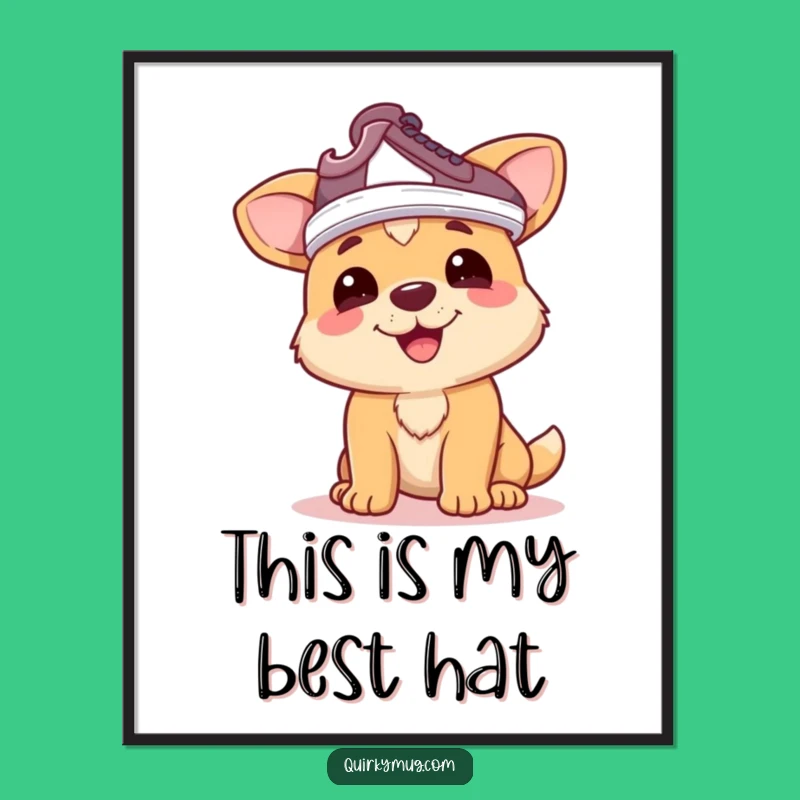 Funny Dog Shoe Hat Digital Art: Hilarious Canine Download for Instant Room Vibes