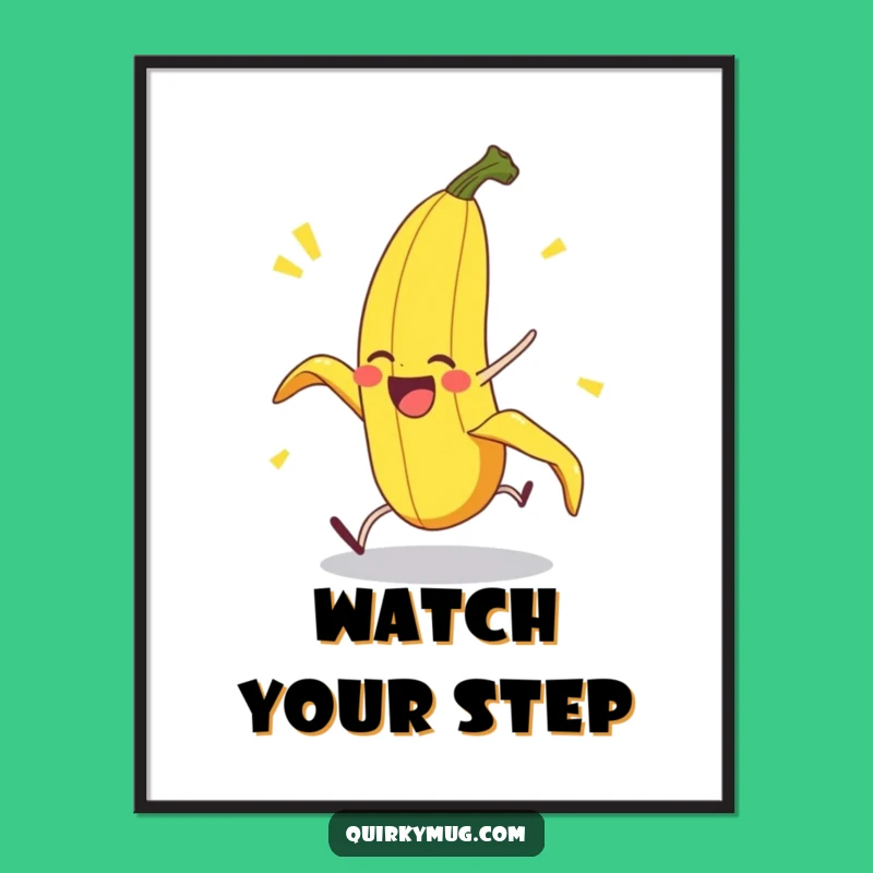 Funny Banana Peel Digital Art: Delighted Pratfall Banana Art Print - Instant Hilarious Download Gift!
