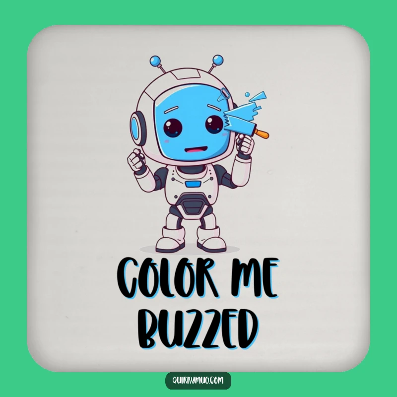 Funny Robot Coaster: Blue Face Protection, Hilarious Gift!