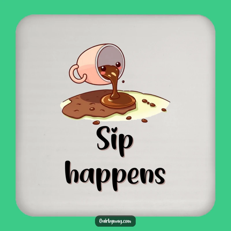 Funny Kawaii Coffee Spill Coaster - Protect Surfaces with Humor