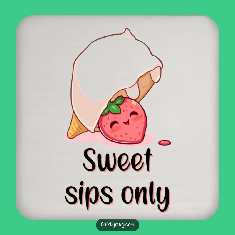 Funny Strawberry Ice Cream Coasters: Sweet Protection with a Hilarious Touch
