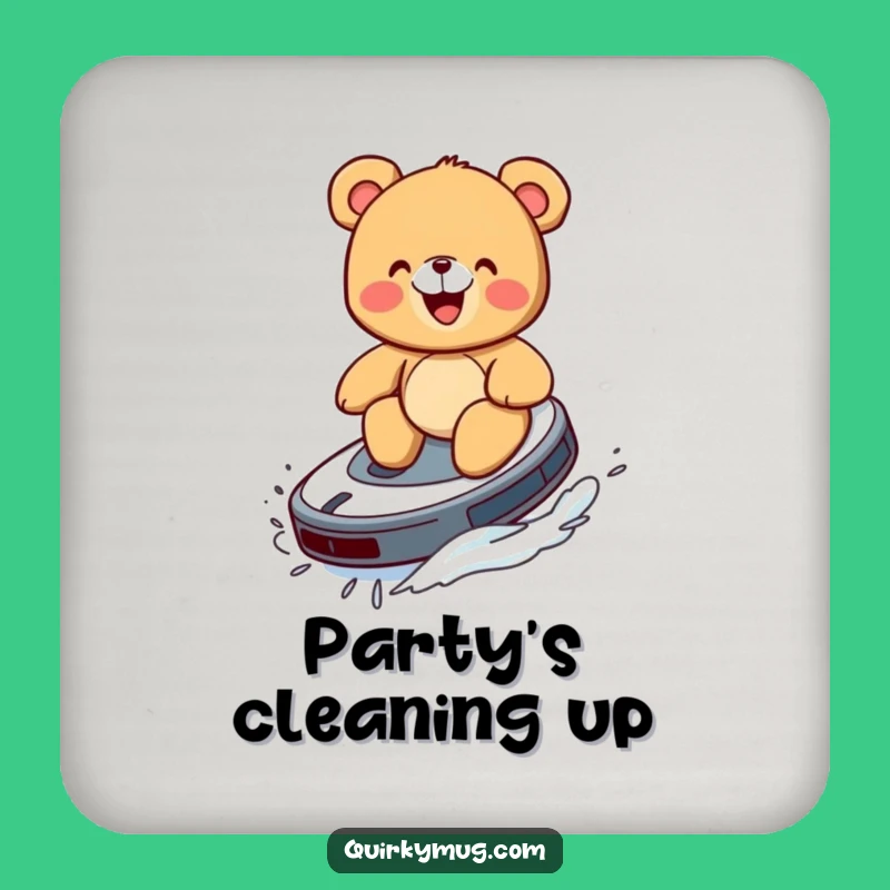 Funny Teddy Bear Roomba Coaster - Sip with Giggles and Style