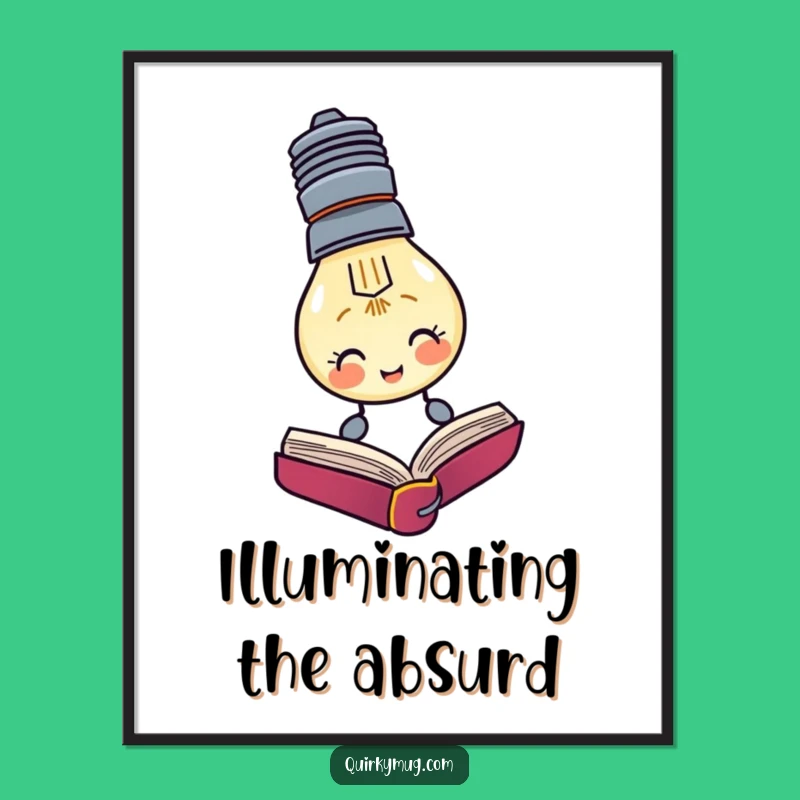Funny Lightbulb Poster: Upside Down Reading, Intellectual Art Gift