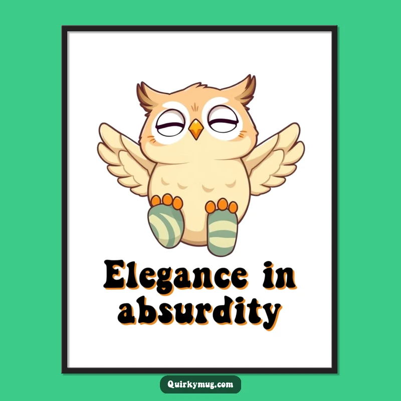 Funny Owl Flying Socks Poster: Whimsical Flight Art, Hilarious Decor for Dreamers