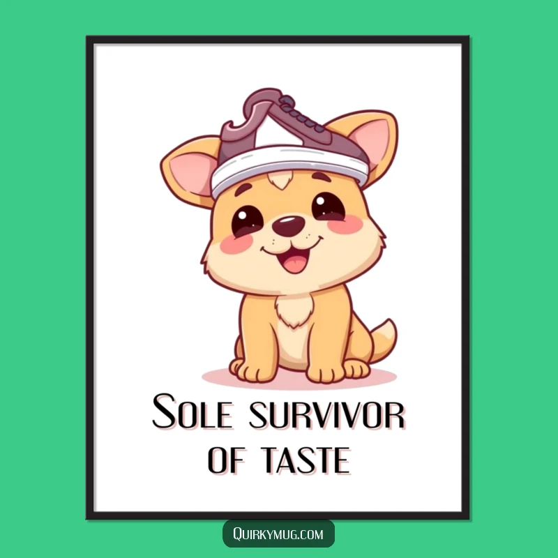 Funny Dog Shoe Hat Poster: Hilarious Canine Art Print for a Quirky Touch