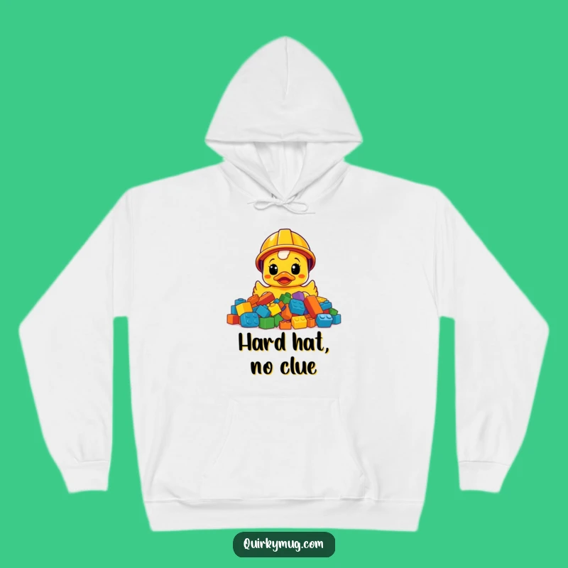 Funny Bewildered Ducky Hoodie: Construction Helmet & LEGOs, Ultimate Funny Gift!