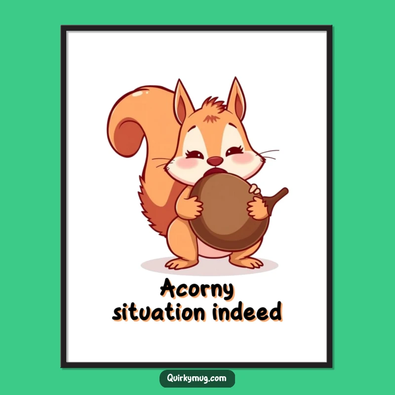 Funny Free Printable Wall Art: Squirrel Acorn Mishap Downloadable Decor