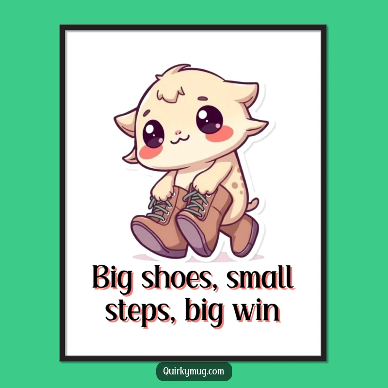 Funny Free Printable Wall Art: Clumsy Creature Big Boots Tripping Humorous Decor