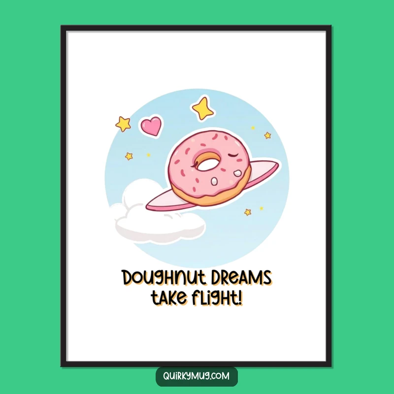 Funny Free Printable Wall Art: Dreaming Doughnut, Whimsical Downloadable Decor