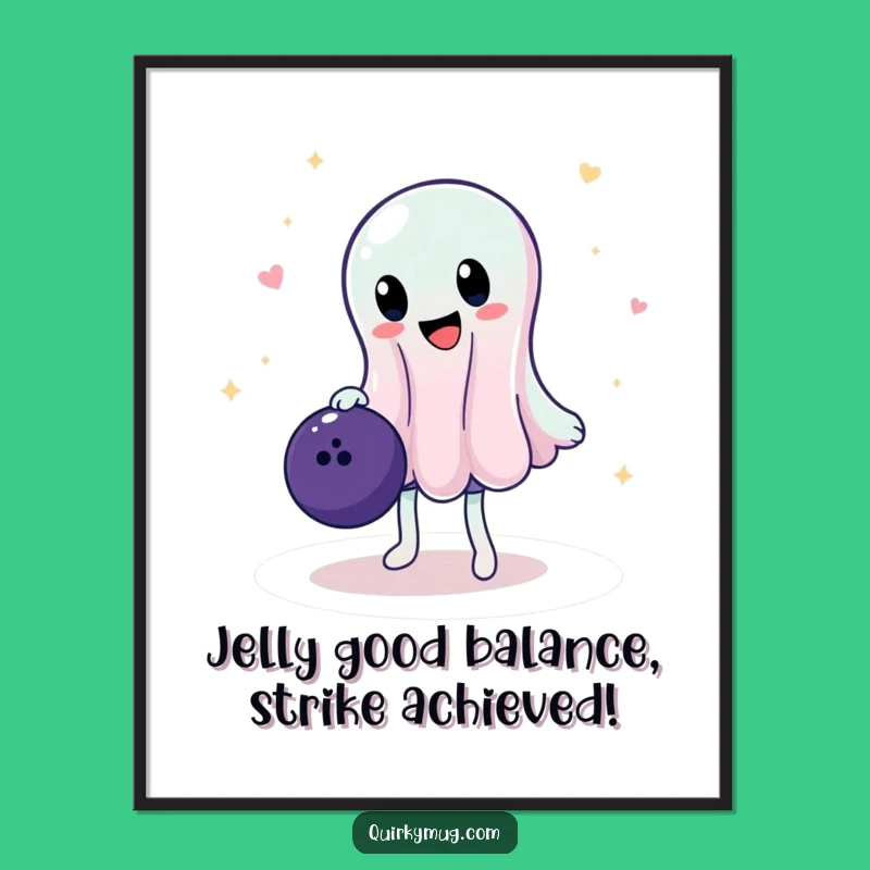 Free Printable Funny Jelly Wall Art: Bowling Ball Balance, Humorous Downloadable Decor