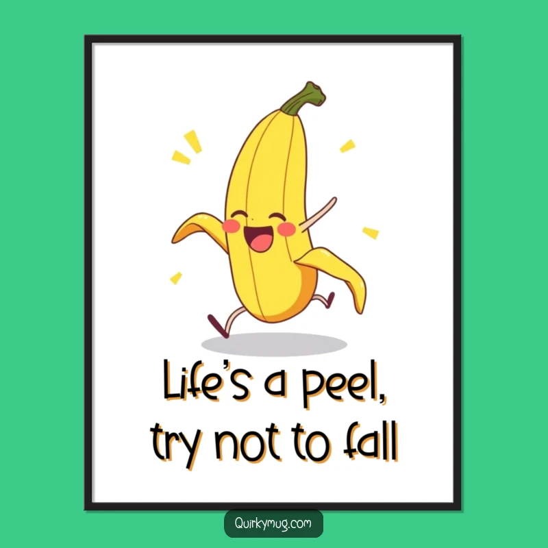 Free Printable Wall Art: Banana Peel Pratfall - Funny Downloadable Decor