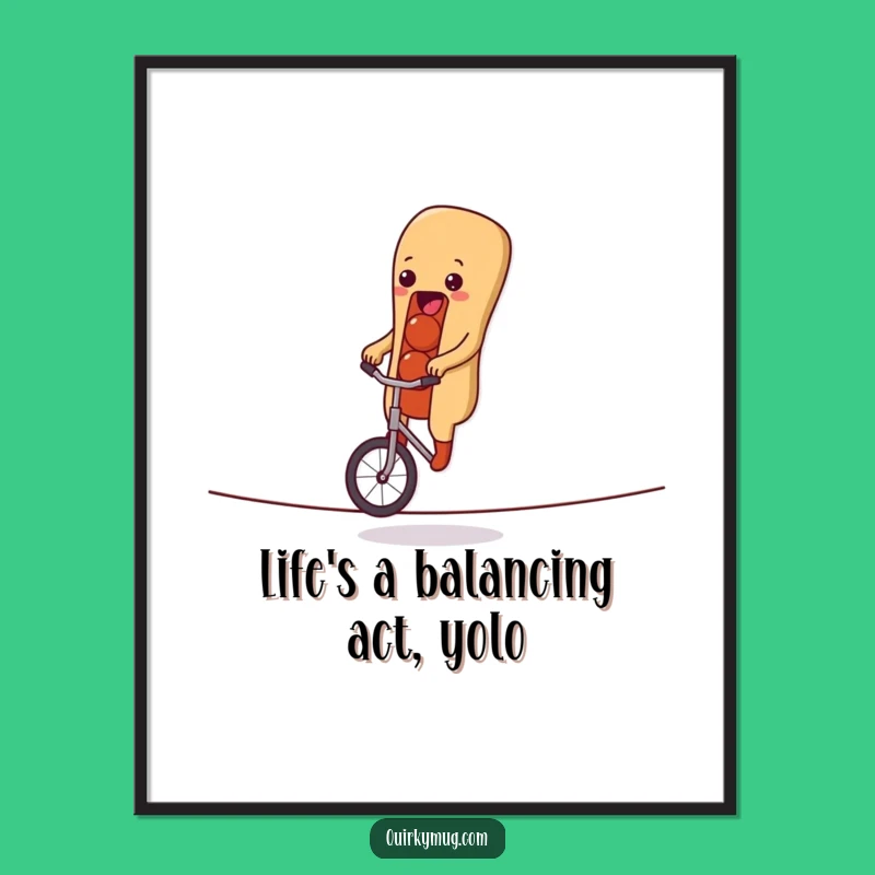 Free Printable Wall Art: Funny Hot Dog Unicyclist - Hilarious Downloadable Art