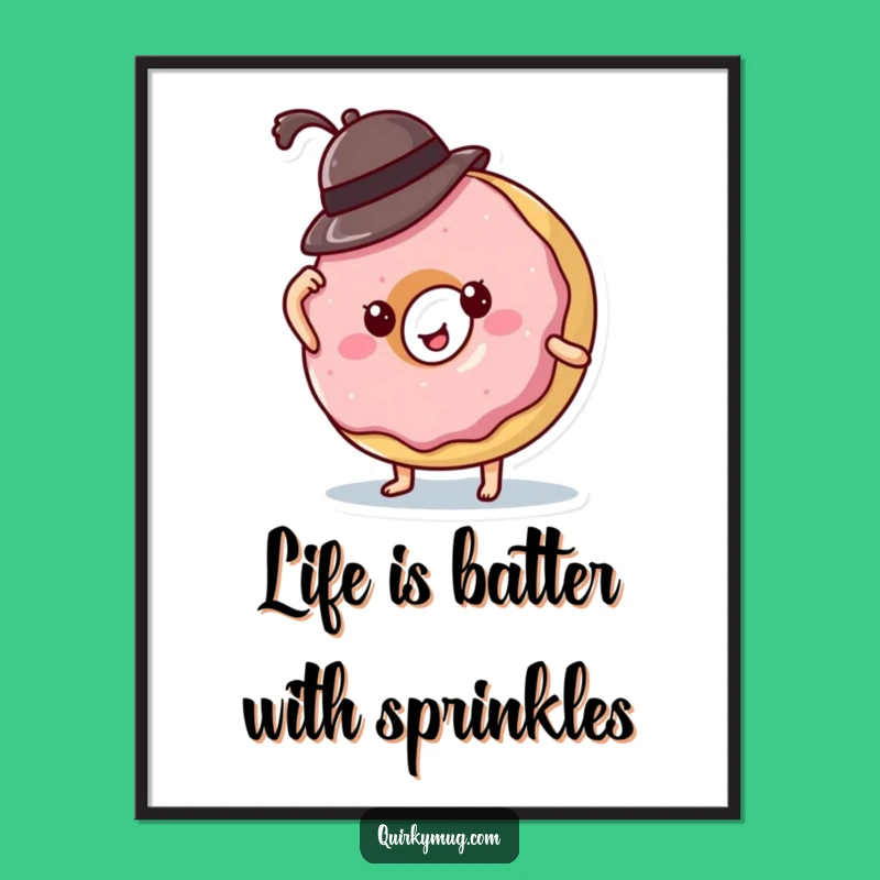 Funny Free Printable Donut Wall Art: Falling Hat - Quirky Downloadable Decor!