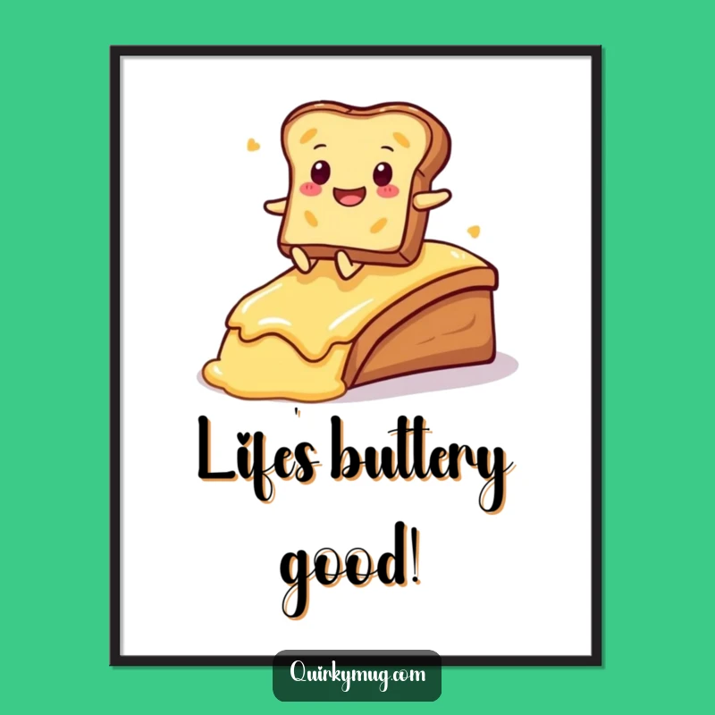 Funny Free Printable Wall Art: Kawaii Toast Sliding into Fun Downloadable Art