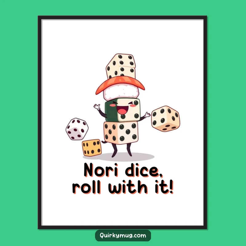 Funny Free Printable Wall Art: Sushi Dice Juggler, Quirky Downloadable Decor