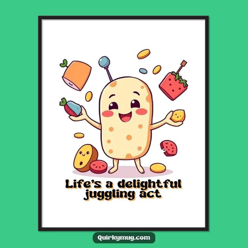 Funny Wall Art: Free Printable Juggling Foodie - Quirky Decor Downloadable Art!