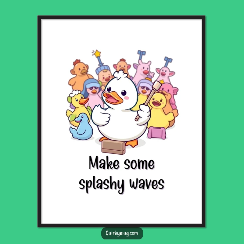Funny Free Printable Wall Art: Kawaii Duck Orchestrates Playtime Downloadable Art