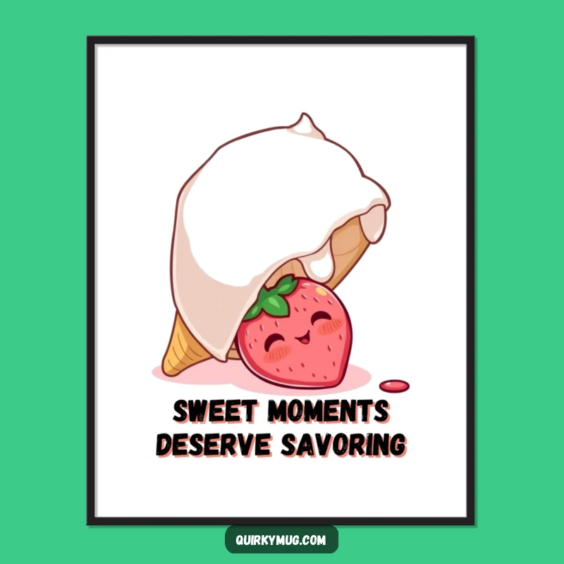 Free Printable Wall Art: Whimsical Strawberry & Ice Cream Cone for a Sweet Decor!