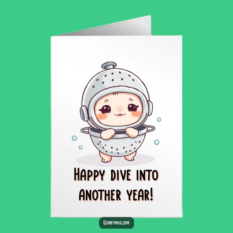 Funny Free Printable Birthday Card: Colander Diver Wishes Downloadable Gift