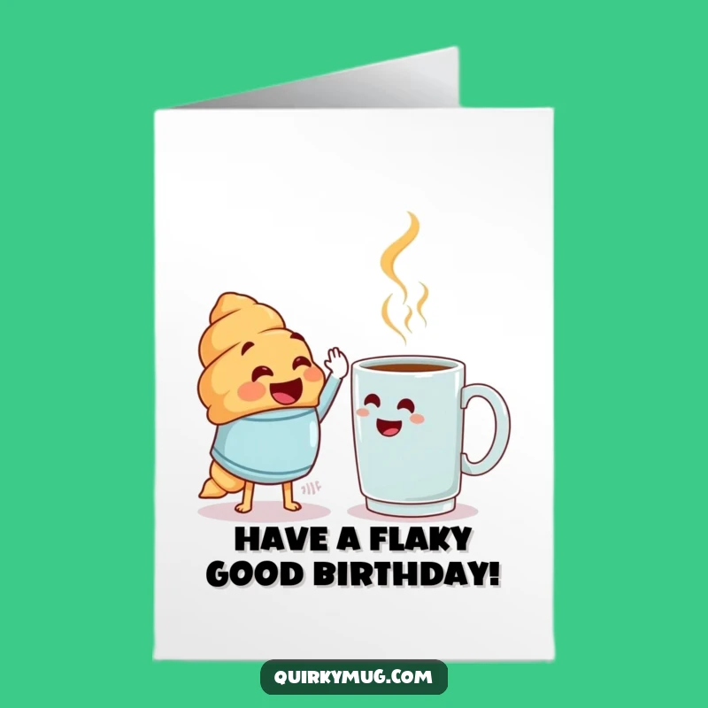 Free Printable Birthday Card: Croissant High-Five - Funny Downloadable Gift for Coffee Lovers