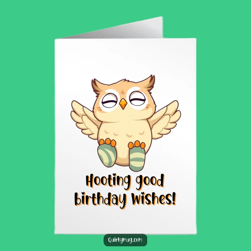 Free Printable Birthday Card: Funny Giggling Owl Sock Flyer Downloadable