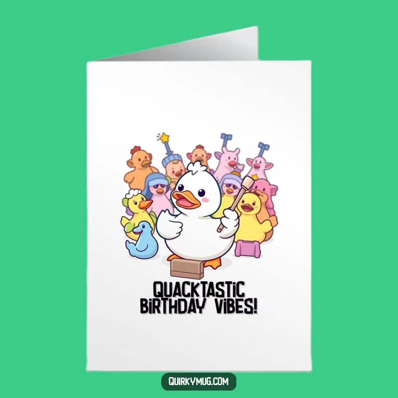 Free Printable Funny Birthday Card: Kawaii Duck Conductor Bath Party Gift