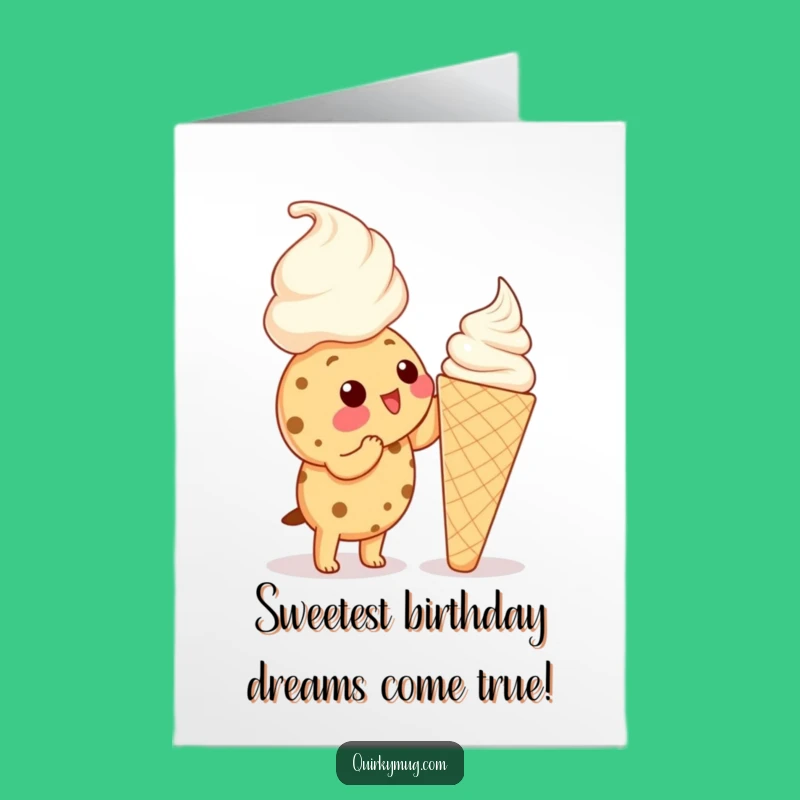 Sweet Free Printable Birthday Card: Cookie vs. Giant Ice Cream - Funny Downloadable Gift!