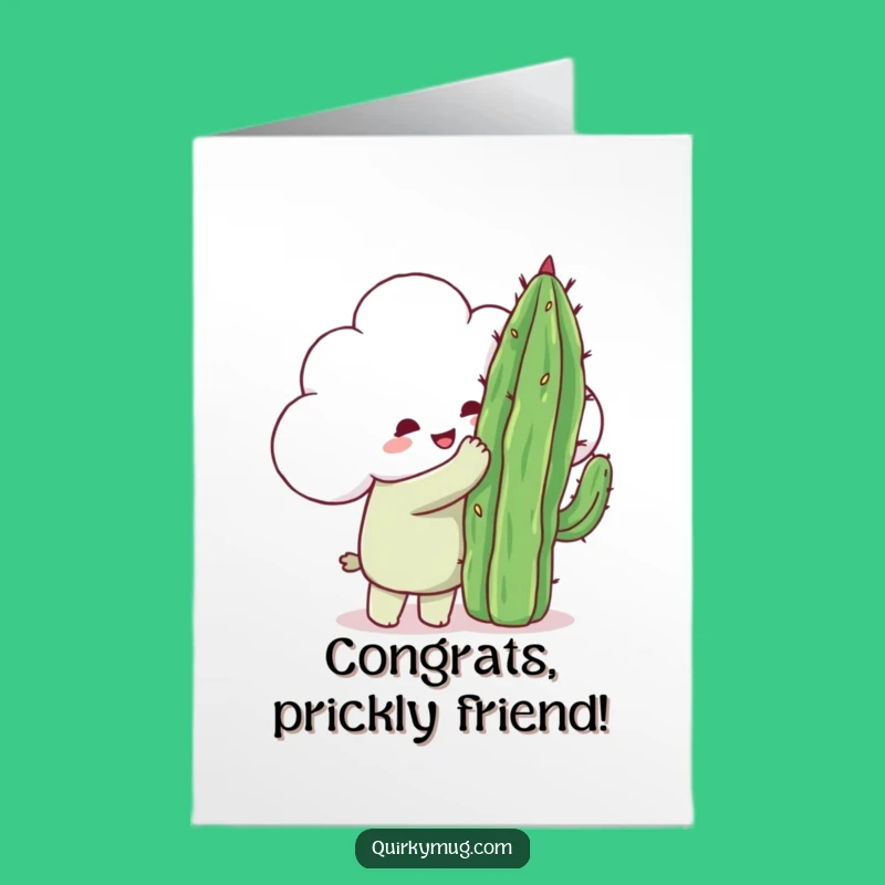Free Printable Cloud Congrats Card: Hugging Cactus - Funny Downloadable Celebration!