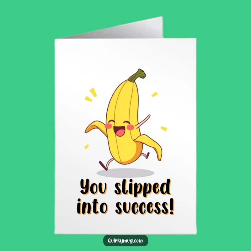 Free Printable Congrats Card: Banana Peel Pratfall - Humorous Silly Greeting